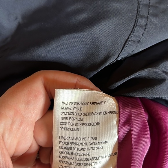 Michael Kors Trench Coat Navy Blue with Purple Lining & Gold Hardware Size Small - Picture 6 of 15